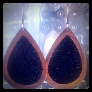 Black and copper teardrop earrings